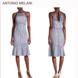 Antonio Melanie lace get wig halter flounce dress Sz 10